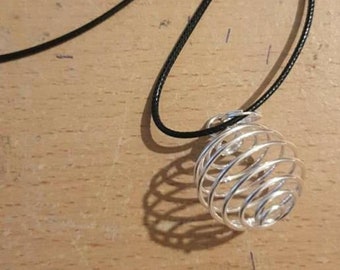 Spiral Cage necklace for tumbled crystals- ONLY for crystal under 4cm.