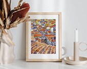 DIGITAL PRINT, Fine Art Print of Terracotta Rooftops, Watercolour of Historic Florence, ideal for Home or as a Gift