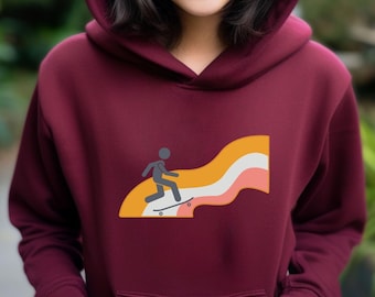 Kids Skateboarder Hoodie, Retro Skater Sweatshirt, Urban Style