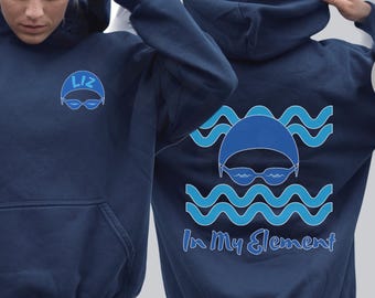 Personalized Name Youth Swimming Hoodie, In My Element Fleece Pullover, Kids Swim Team Sweatshirt, Custom Swimmer Gift, Pool Lover Graphic