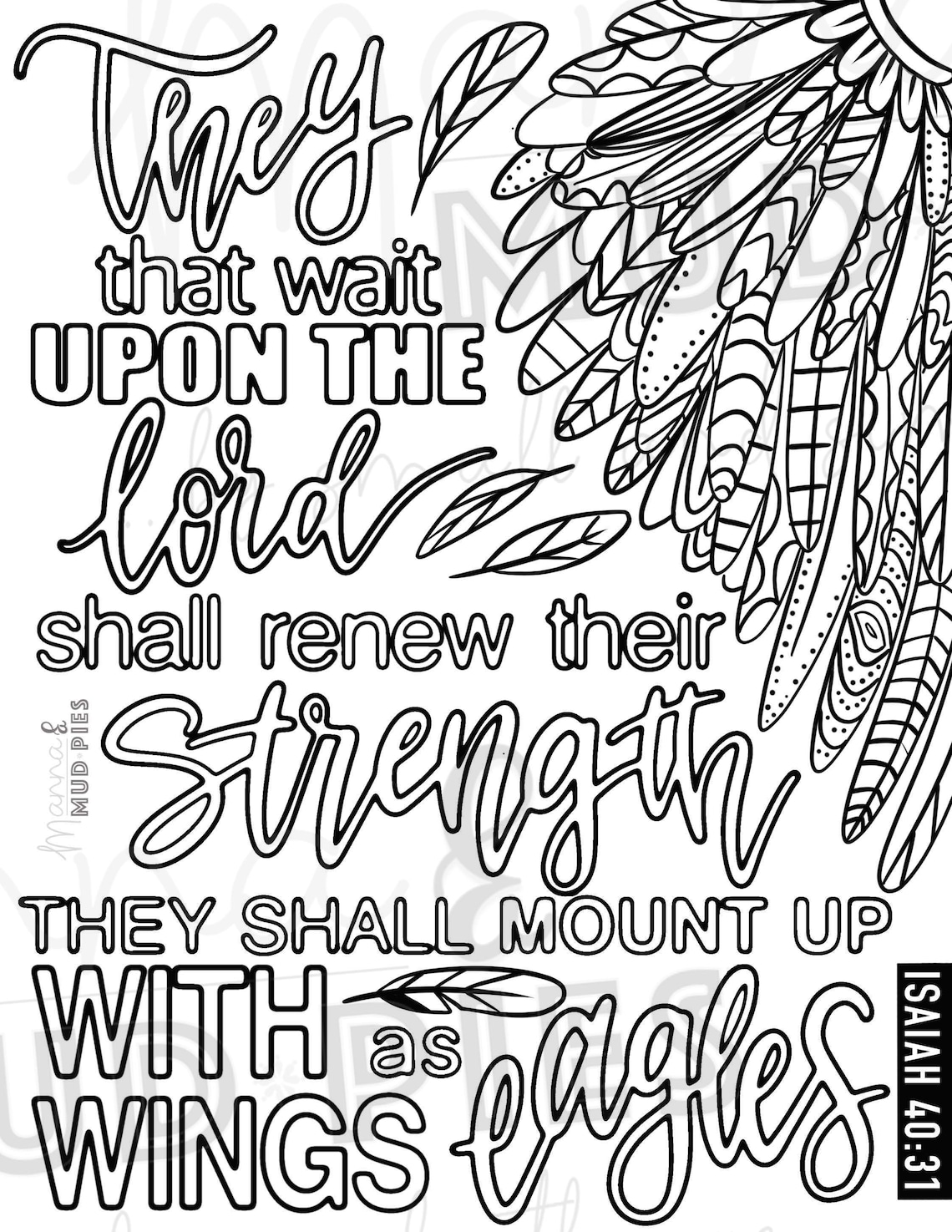 Adult Coloring Sheet Isaiah 40:31 | Etsy