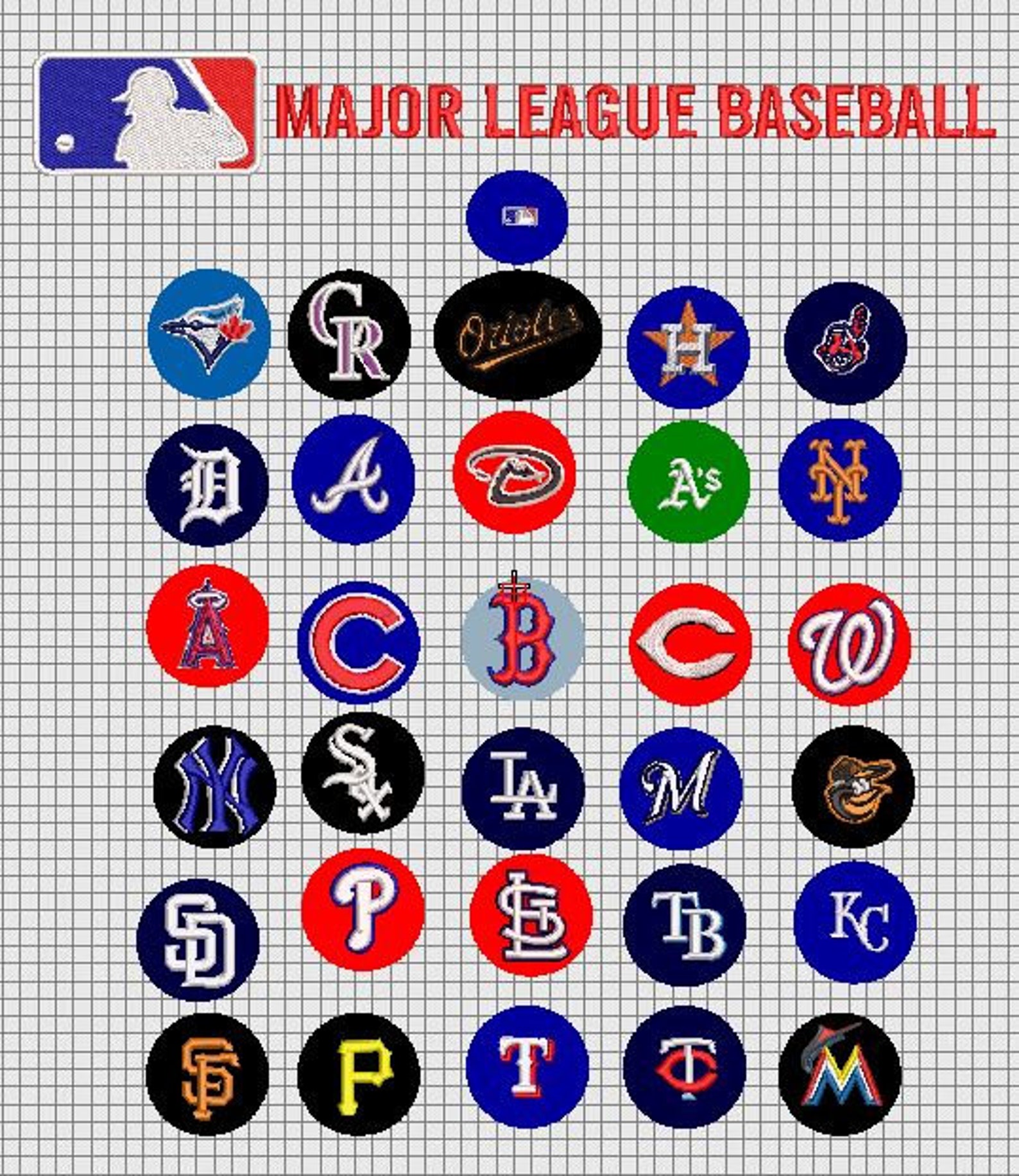 Baseball logo embroidery design file all teams embroidery Etsy