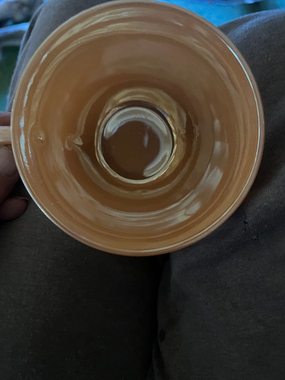 Fire King Oven Ware Peach Coffee/tea Cup and Saucer Set Made in Fire King Oven Ware Peach Coffee/tea Cup and Saucer Set Made in