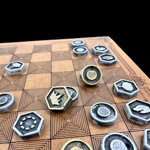 Metal 2D Checkers Chess Set With Chessboard | Personalized Chessboard | Gold - Silver