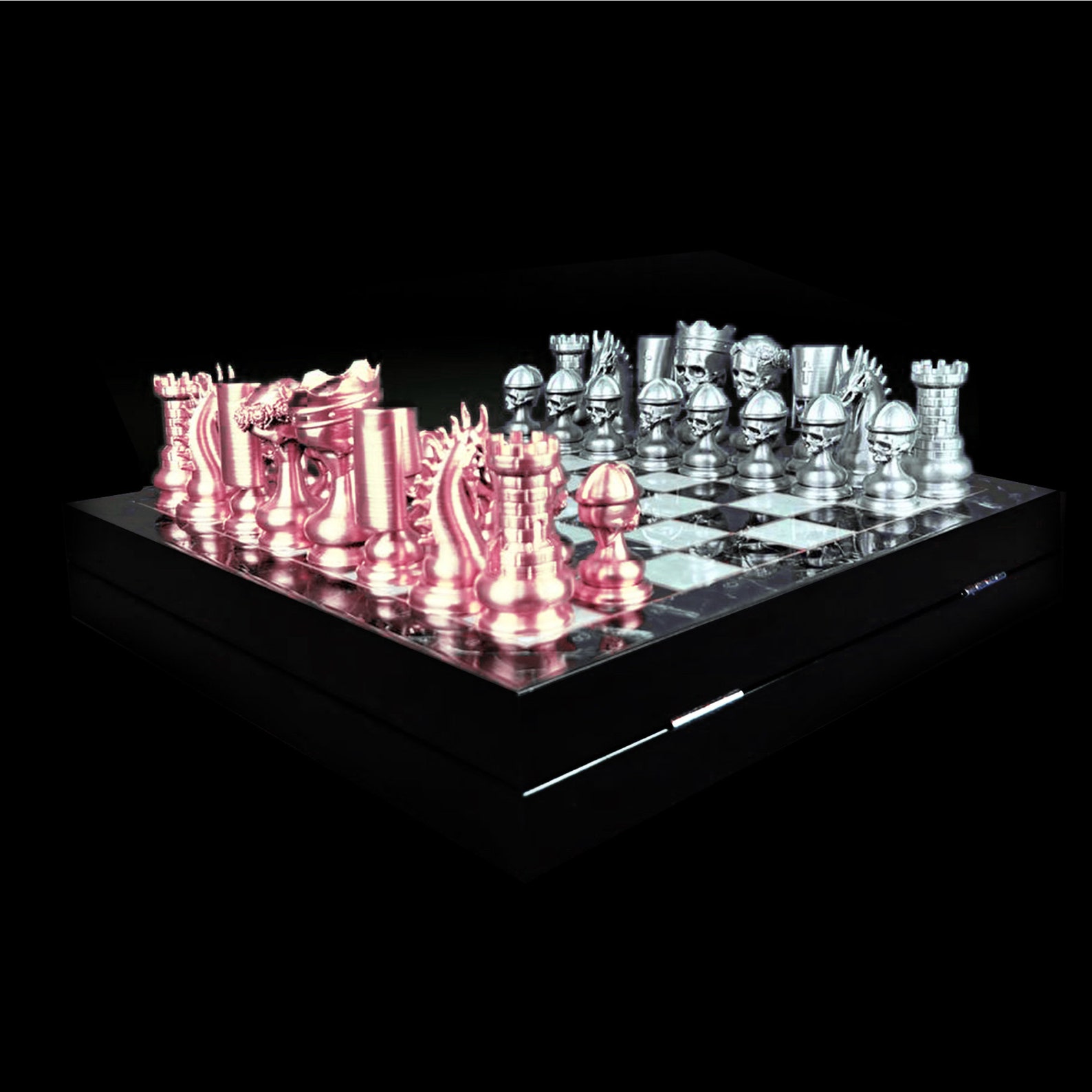 Death Rider Chess Set Death's Head Resin Chess Set - Unique Skull Theme | Personalized ...