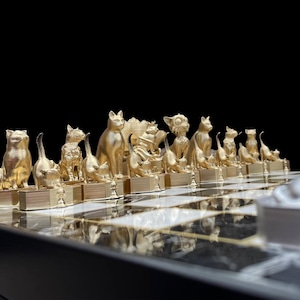 Cat Versus Dog Chess Set With Chessboard     Cat Chess Set  Dog Chess Set | Personalized Selection