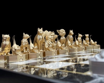 Cat Versus Dog Chess Set With Chessboard     Cat Chess Set  Dog Chess Set | Personalized Selection