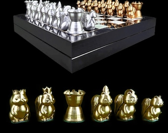 Animal Wild Squirrel Chess Set With Chessboard Squirrel Chess Game Chessboard  Chest   | Personalized Selection