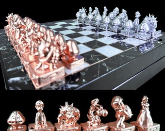 Customizable Mario Chess Set with Super Mario Chessboard | Personalized Color Selection