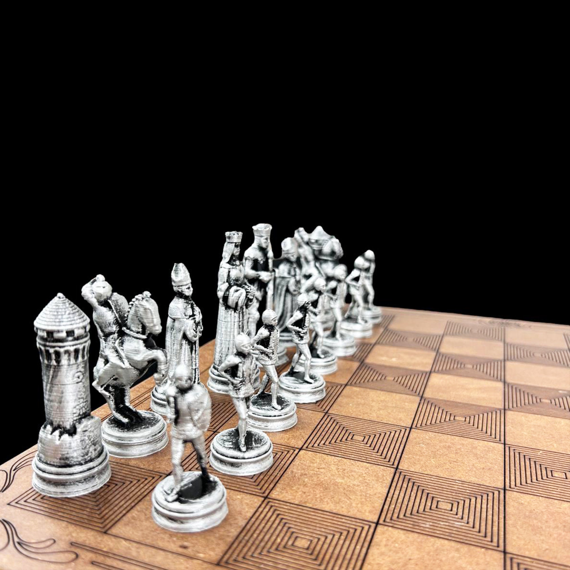 Personalized Wooden Metal Chess Set - Luxury Classic Chess Pieces ...