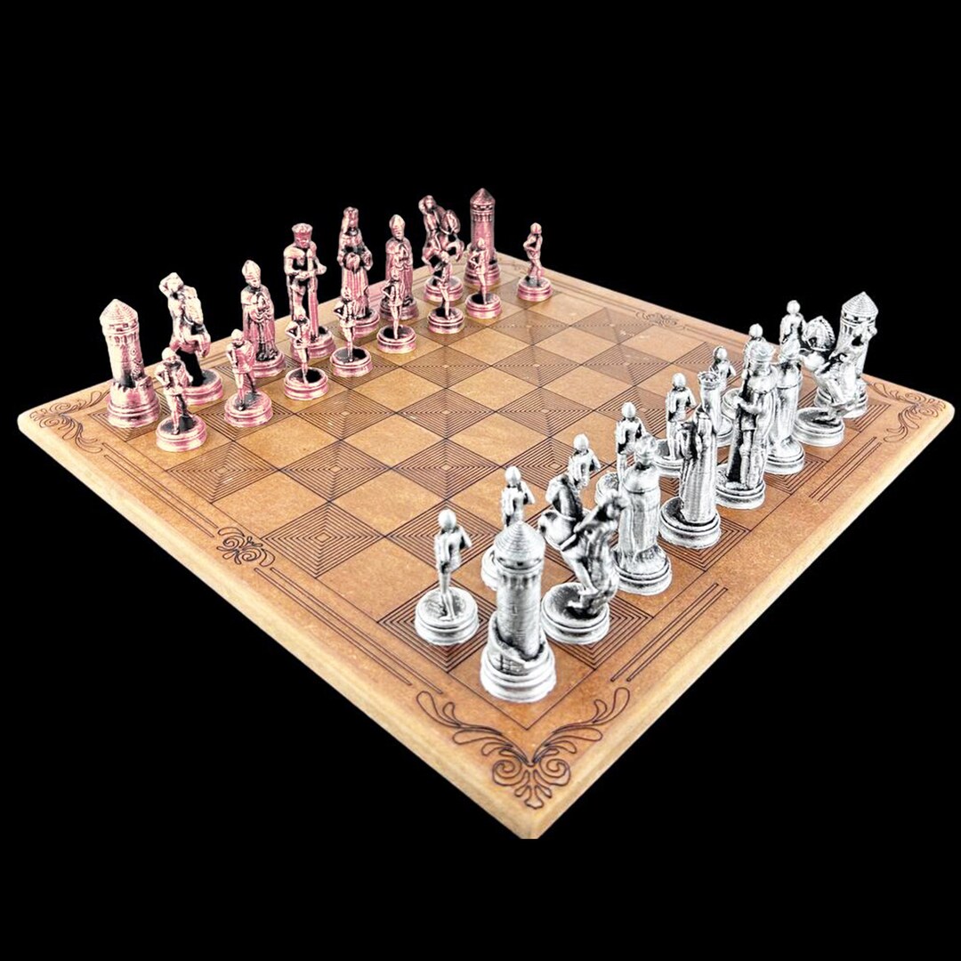 Personalized Wooden Metal Chess Set - Luxury Classic Chess Pieces ...