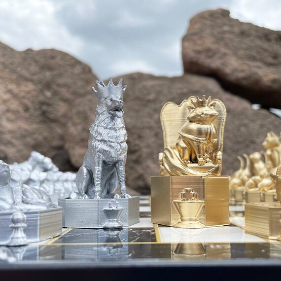Cat Versus Dog Chess Set With Chessboard Cat Chess Set Dog - Etsy