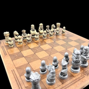 Metal Christian Vitican Chess Set - Church Knight Chess | Personalized Chessboard | Gold-Silver