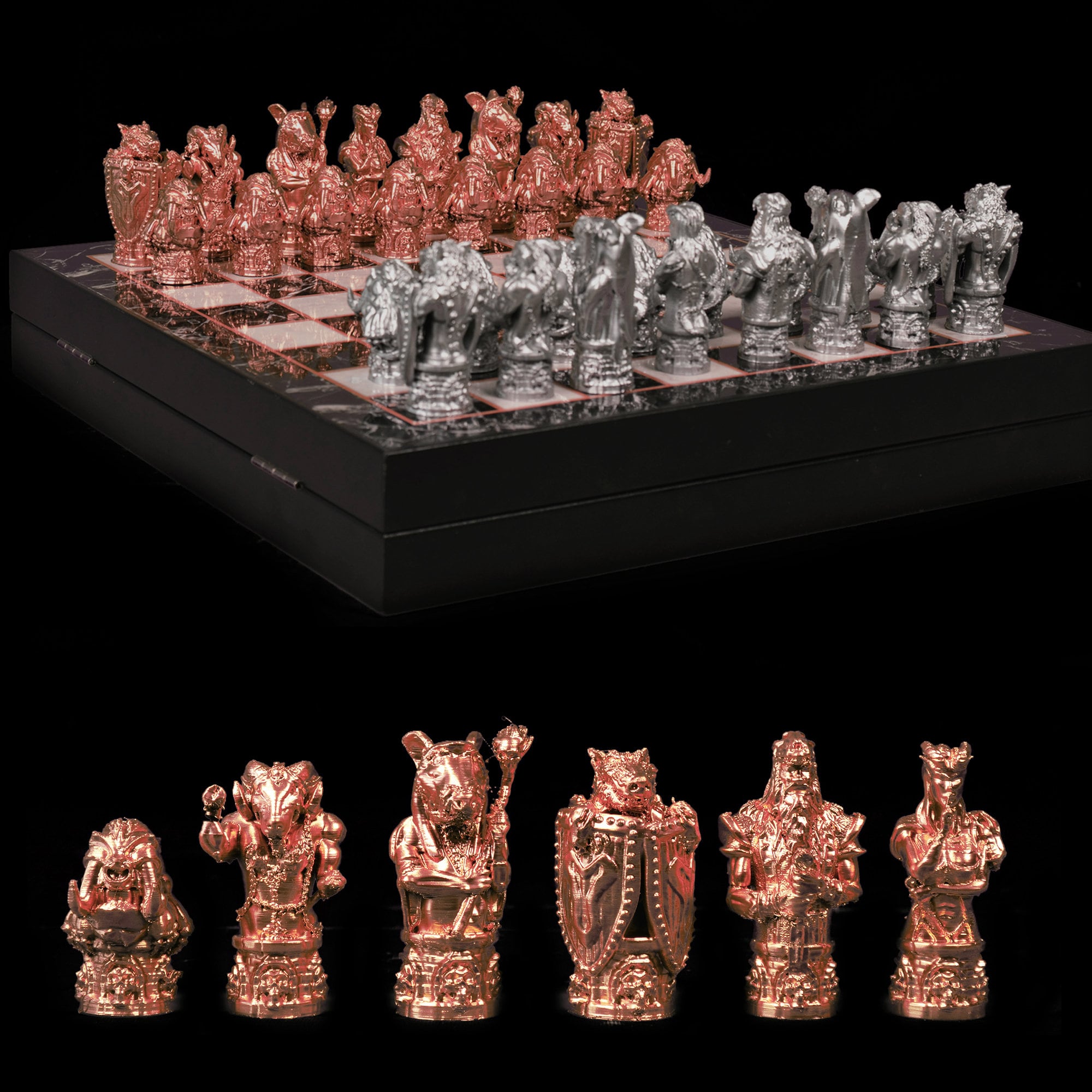 ボードゲーム チェス「MINIATURE ANIMAL CHESS SET」 Animal Chess Set - Chinese Mice Chess Set - Antique White