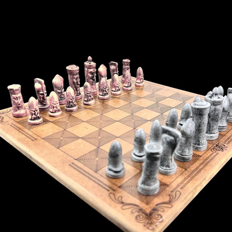 Jeu d'échecs VIP en métal avec échiquier Jeu de société à figures gothiques Échiquier personnalisé Bronze Argent Big Board + Pcs