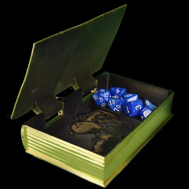 DND Dice Box & DND Dice Tray Book Themed Gold Dice Box With Etsy