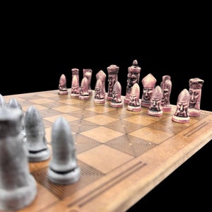 Jeu d'échecs VIP en métal avec échiquier Jeu de société à figures gothiques Échiquier personnalisé Bronze Argent image 6