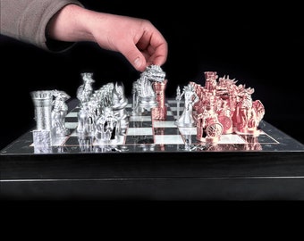 Warrior Dragon schaakspel met schaakbord Dragon schaakstukken ontwerp | Gepersonaliseerde selectie