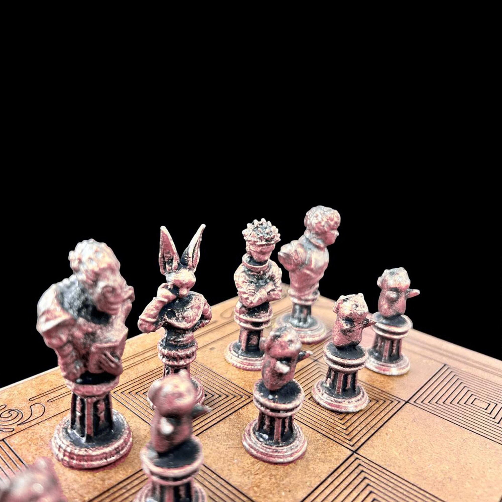 メタルアニメチェスセット：ブロンズ＆シルバー、パーソナライズされた