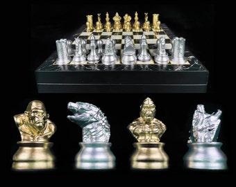 King Kon Versus Godzilla Chess Set With Chessboard - Animal Chess Game | Personalized Selection