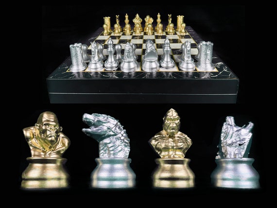 King Kong Versus Godzilla Chess Set With Chessboard Animal Chess