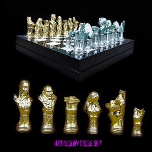 Addams Family  Chess Set With Chessboard  - Wednesday Chess Game | Personalized Selection
