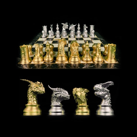 Japanese Dragon Chess Set With Marble-look Board - Personalized - Etsy