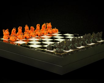 Personalized Halloween Chess Set Unique Pumpkin-themed Chessboard | Customizable Pieces