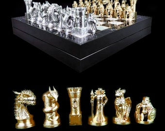 Dragon Chess Set With Chessboard Dragon Chess 8 Different Chess Pieces Design | Personalized Selections