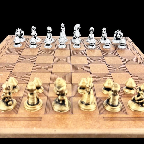 Metal Mario Chess Set With Chessboard Popular Chess Set | Personalized Chessboard | Gold - Silver