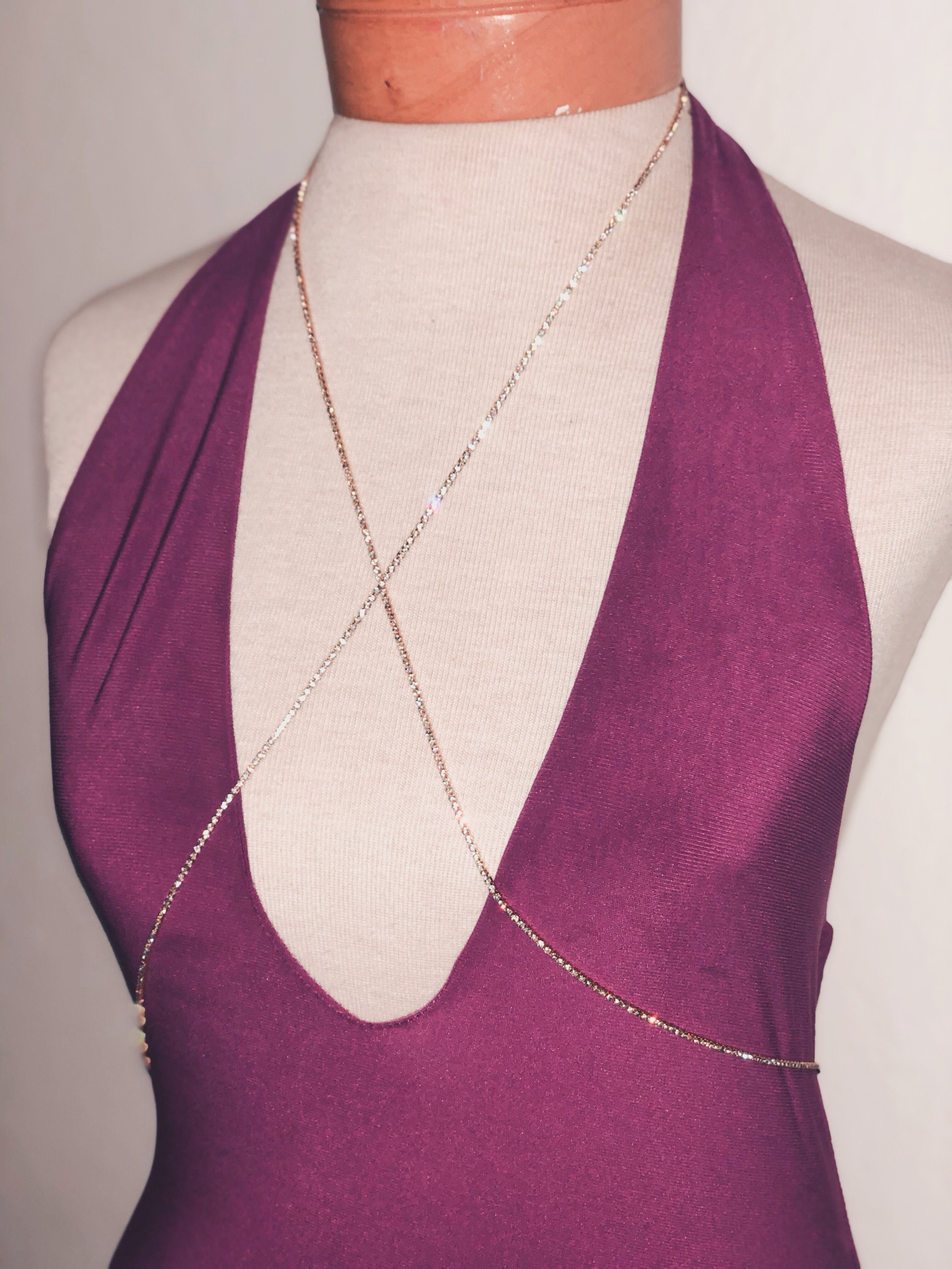 Diamond Body Chain Necklace MultiFunctional Gold Plated 12K Etsy