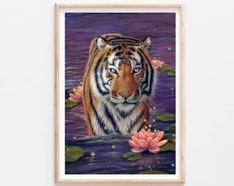 Tiger Animal Art Print of Original Pastel Painting, Animal Print, Tiger Art, Big Cat, Animal Painting