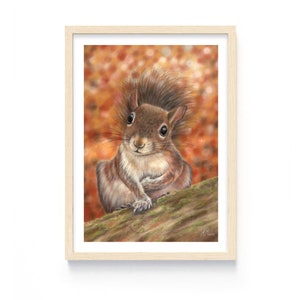 Squirrel Animal Art Print of Original Pastel Painting, Squirrel Art, Animal Art, Animal Print, Nursery Art Print