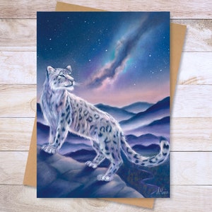 Snow Leopard Greetings Card