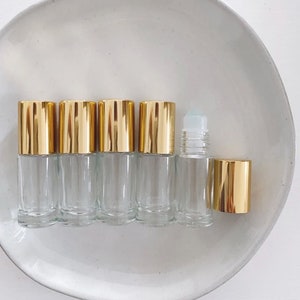 DIY Set of 5 – 5ml & 10ml Gold Glass Rollers for Essential Oils – Boho Luxe Roller Bottles
