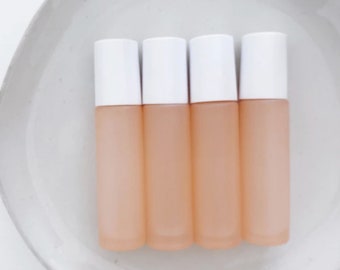 10mL Peach Roller for Essential Oils - Empty for DIY Boho Frosted Matte Pastel (Set of 4) - Tigers Eye Gem Rollerball