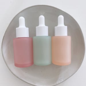 30mL Empty Boho Frosted Matte Pastel Dropper Bottles for DIY Essential Oil Serums – Assorted Colors