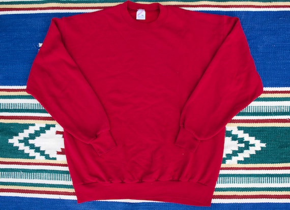 Jerzees by Russell Blank Red Sweatshirt 50/50 Made in USA 90s (XL 