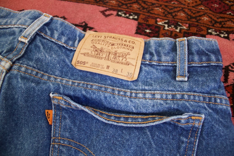 Levi/'s 505 Orange Tab Made in USA Denim Jeans 90s 38x30
