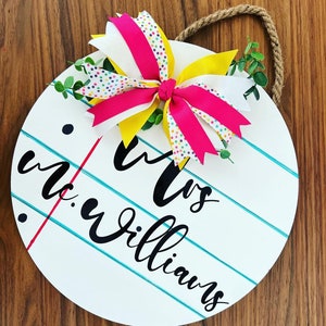 Personalisiertes Klassenzimmer-Türschild, Lehrer-Türschild, Geschenke für den Lehrer, Lehrer-Türhänger, Klassenzimmerdekor