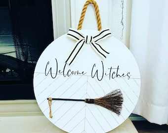 Welkom heksen/Halloween/herfstdeurhanger