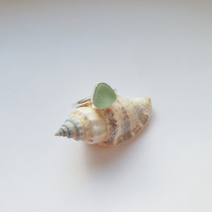 Seafoam sea glass and sterling silver ring, UK Size N, sea glass jewellery, beach jewellery, beach gifts for her