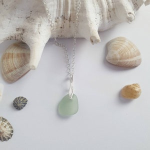 Sterling silver sea glass necklace, sea glass pendant, sea foam sea glass,  christmas gift, gifts for her