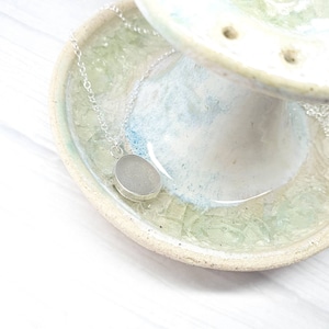White sea glass and sterling silver necklace, seaham sea glass pendant, sea glass gift for her, beach gift, sea glass jewellery
