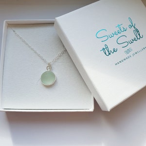 Seafoam sea glass and sterling silver necklace, seaham sea glass pendant, sea glass gift for her, beach gift, sea glass jewellery