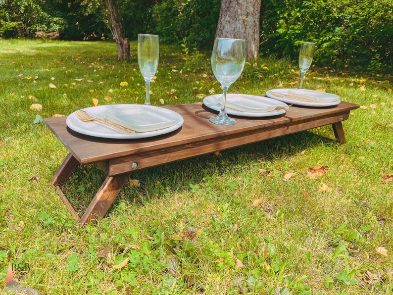 Boho Low Portable Picnic Table With Foldable Legs 40x11 - Etsy