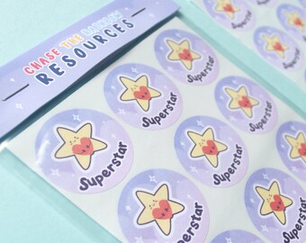 Children's Cute Positive Stickers | Pack of 2 Sheets | 30 Teacher Classroom Stickers