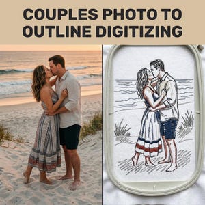 Digitalización de fotos para bordado de contornos, diseño de bordado de retrato personalizado (descarga digital)