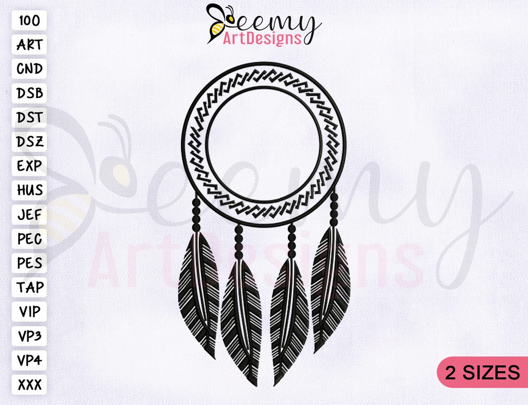 Dream Catcher Circle Monogram Embroidery Design 4x4 & 5x7 Hoop EMB