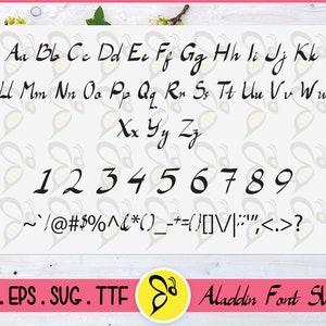 Aladdin Font SVG Cut Files, Png, Jpg, Vector Alphabet DXF, Clipart, SVG Files for Silhouette Cameo or Cricut, Fonts Svg